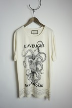 美品 正規 GUCCI グッチ L'aveugle par amour 刺繍 ダメージ加工 Tシャツ 半袖 カットソー 440103 X5Q41 アイボリーXL本物1226N▲_画像1