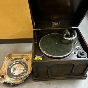 AIKOKU hand turning gramophone antique record player record attaching Showa Retro 