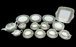 1000 jpy tableware approximately 34 point WEDGWOOD Wedgwood Colombia sage green plate cup & saucer pot creamer etc. 3 BB①414