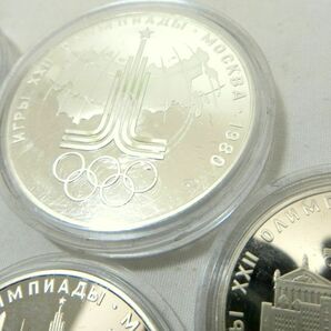 1000円スタート 記念銀貨 6枚セット 1980年 モスクワオリンピック大会記念銀貨 5ルーブル 10ルーブル 箱付 WHO BB935の画像6