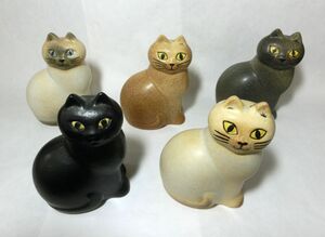 1000円スタート 置物 計5点 LISALARSON リサラーソン CATMANS キャットマンス スウェーデン製 インテリア オブジェ 猫 WHO BB①413