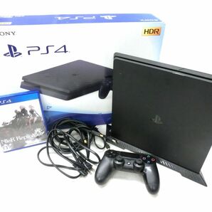 1000円スタート PS4 本体 SONY ソニー CUH-2200A ブラック 500GB 通電確認 初期化済み 付属ソフト ニーアレプリカント TSI AA8009の画像1