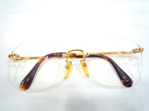1000円スタート 眼鏡 RUBIANT 56□16-140 K18 RUB-025 フレーム無 度入り眼鏡 総重量約30.0g メガネ めがね 3 AA1011