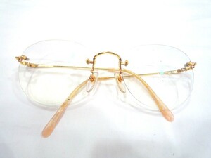 1000円スタート 眼鏡 MORABITO 105K K18 18金 K18眼鏡 フレーム無 度入り眼鏡 総重量約29.0g めがね メガネ 3 AA1010