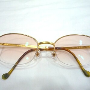 1000円スタート 眼鏡 ALFRED DUNHILL 858 140 440 K18 MADE IN JAPAN ハーフリム カラーレンズ 度入り眼鏡 総重量約29.0g めがね 3 AA1001の画像1