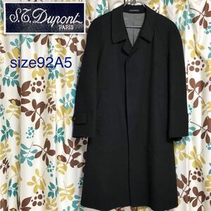 ■極美品■希少カシミヤ20%使用■S.T.Dupont エステーデュポン　ウールチェスターコート　size92A5(M相当) ブラック　比翼仕立て　日本製