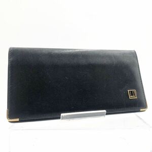 dunhill ダンヒル　長財布　札入れ　レザー　本革　ブラック　ゴールド金具　スペイン製　ロゴ金具　メンズ