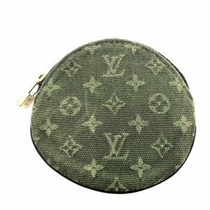 ■美品■LOUIS VUITTON ルイヴィトン　モノグラムミニ TSTカーキ　ポルトモネ ロン　コインケース キャンバス×レザー　フランス製　刻印