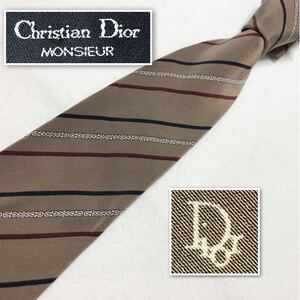 # beautiful goods #Christian Dior Christian Dior necktie reji men taru stripe lustre feeling Italy made beige business 