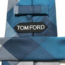 ■美品■希少■TOM FORD トムフォード　ネクタイ チェック　シルク100% イタリア製　ブルー系　ビジネス_画像6
