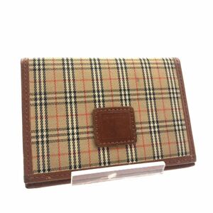 ■美品■BURBERRY バーバリー　ノバチェック　名刺入れ　カードケース パスケース　キャンバス×レザー　ベージュ×ブラウン　