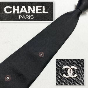 ■美品■希少デザイン■CHANEL シャネル　ネクタイ　フルール・ド・リス　百合の紋章　サークル　ココマーク　シルク100% フランス製