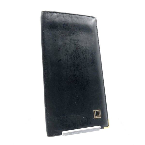 dunhill ダンヒル 縦型長財布 札入れ レザー ロゴ ブラック ゴールド金具