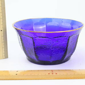 413 江戸ガラス 小鉢 鉛ガラス 藍色ガラス 金彩 江戸硝子の画像6
