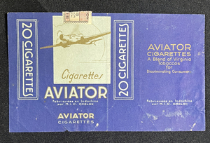 ◆戦前煙草パッケージ・包紙12◆AVIATOR 仏領インドシナ・ベトナムチョロン 飛行機 南方南洋 検索：タバコ・マッチラベル・燐票・中国