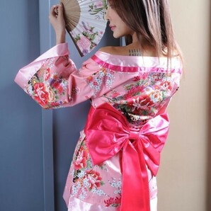 1852 1円スタート ピンク 和服 ゆかた 着物 花魁の画像3