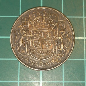 【1円スタート】カナダ　カナダドル　50セント銀貨　1943年　ジョージ6世