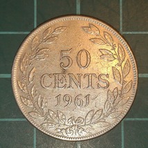 【一円スタート】リベリア共和国　50セント銀貨　1961年_画像2