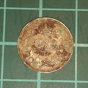 【1円スタート】カナダ　5セント銀貨　1918年　ジョージ５世
