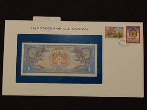 【一円スタート】フランクリンミント社　世界の紙幣　ブータン王国　1ニュルタム紙幣　banknotes of all nations