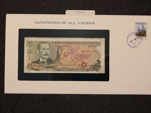 【一円スタート】フランクリンミント社　世界の紙幣　コスタリカ　5コロン紙幣　banknotes of all nations