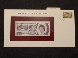 【一円スタート】フランクリンミント社　世界の紙幣　イギリス領セントヘレナ　50ペンス紙幣　banknotes of all nations