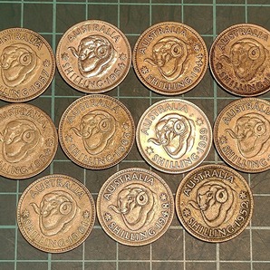【1円スタート】オーストラリア 1シリング銀貨 おまとめ ジョージ6世 エリザベス2世の画像1