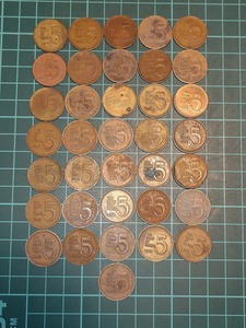 【1円スタート】韓国　大韓民国　KOREA　5ウォン硬貨　won coin　5won　古銭　特年　36枚　おまとめセット