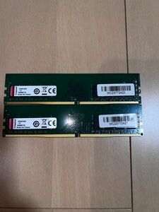 【中古】キングストン　DDR4 2666　8GBメモリx2枚(16GB)　デスクトップ