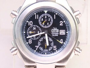 ■♪価格高騰! 資産価値！ジャンク メンズ ビンテージ 高級超レア！ CITIZEN シチズン citta チッタ クロノグラフ デート クオーツソーラー