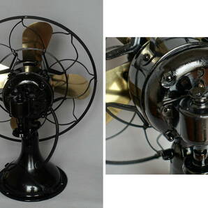 光沢のある真鍮4枚羽根のアンテーク扇風機 東芝製 レトロ扇風機の画像7