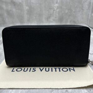 【極美品 新型】ルイヴィトン LOUIS VUITTON ヴェルティカル 長財布 ラウンドファスナー タイガ レザー ブラック 黒 メンズ ビジネスの画像3