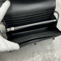 【希少品 極美品】エルメス HERMES 長財布 ケリーウォレット ロング エプソン レザー ターンロック シルバー金具 メンズ レディース 黒_画像8