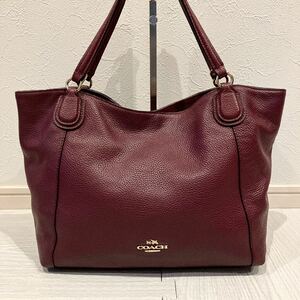 【コーチ 】COACH イーディー トート ハンドバッグ レザー シボ革 ボルドー色 35983