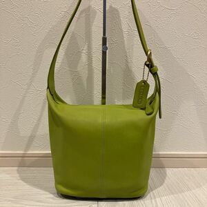 【希少カラー】【コーチ】COACH オールドコーチ レザー 肩掛けショルダーバッグ 黄緑 4148 （050）