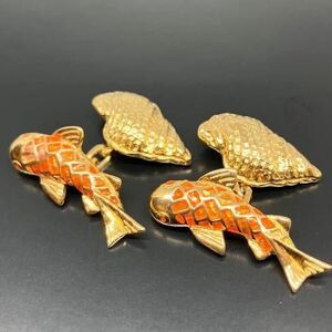 【希少】【クリスチャンディオール 】カフス 魚 貝 ヴィンテージ カフスボタン カフリンクス 紳士 小物 ビジネス Christian Dior