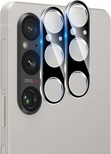 2318171☆ Xperia 1 V 専用 カメラフィルム (2枚) 対応 SO-51D / SOG10 / XQ-DQ44 2.5Dラウンドエッジ 高透過率 9H硬度 強化ガラス