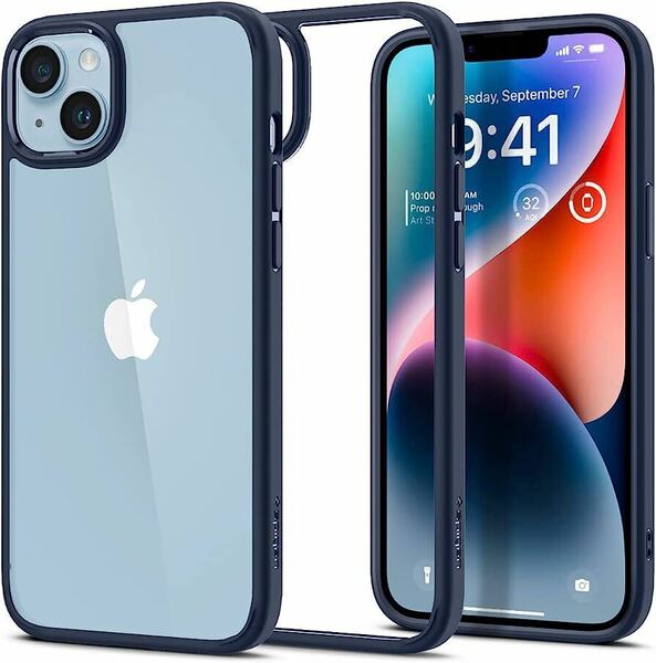 2318143☆ Spigen iPhone14Plus ケース 衝撃吸収 耐衝撃 ストラップホール付き 米軍MIL規格取得 黄変なし TPU バンパーケース 2重構造