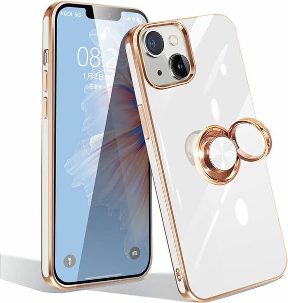 2312331☆ iPhone14 ケース リング付き スマホケース アイフォン14 リング カバー 耐衝撃 TPU 軽量 スタンド機能付き 360回転車載ホルダ