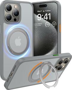 TORRAS iPhone 15 Pro 用 ケースマグネット MagSafe 6.1インチ「UPRO Ostand R」チタングレー 【多機能360度回転スタンド】