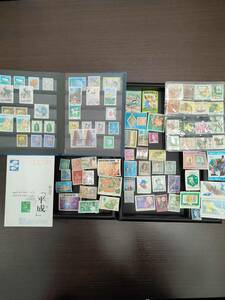 #194-A いろいろな国海外・日本切手コレクション　消印有　　希少平成元年１月１１日はがき