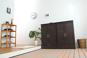  ventilation eminent! louver type shoes box [ width 60cm*2 piece set ] dark brown shoe rack * entranceway storage nzclub