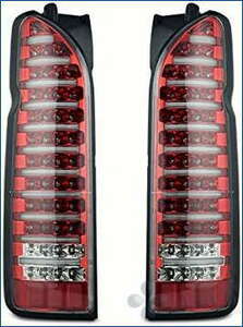 ハイエース レジアスエース 200系 ファイバールック LED テールランプ H16～ (インナーレッド クリアレンズ)
