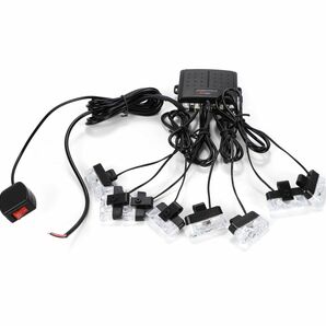 送料無料 ストロボ ライト フラッシュ キット 12V led スイッチ 付き 車用 アクセサリー 高輝度 爆光 2連x8灯 アンバー , a13-033-ubの画像9