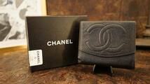 シャネル CHANEL キャビアスキン Wホック 二つ折り財布 ココマーク ブラック 黒 _画像1