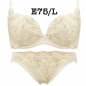 E75/L◆トリンプ 天使のブラ魔法のハリ感TR556◆ブラ＆ショーツ◆エクリュホワイト（新品タグ付）