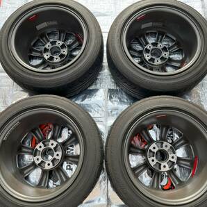 美品 ガリ傷無し RSワタナベ 16インチ 8.0J +35 5H PCD114.3 F8F 8スポーク ブラック DUNLOP DIREZZA DZ101 205/55 R16 4本セットの画像6