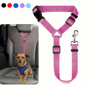 犬用 シートベルト ヘッドレスト 取付 簡単 装着 安全　ピンク