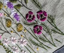 ★ハンドメイド・リネン・お花刺繍・肩かけトートバッグ_画像4