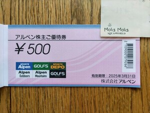 アルペン株主優待券　￥２０００分　送料無料